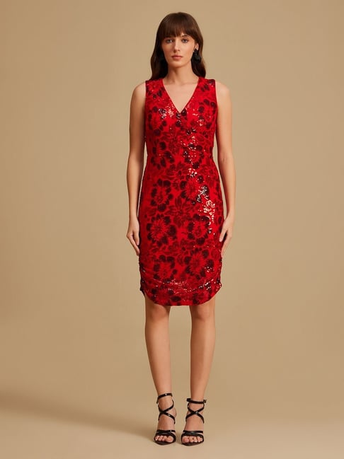 Kazo Red Embellished Dress