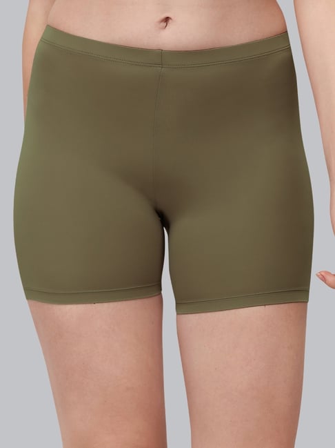 Soie Khaki Solid Cycling Shorts