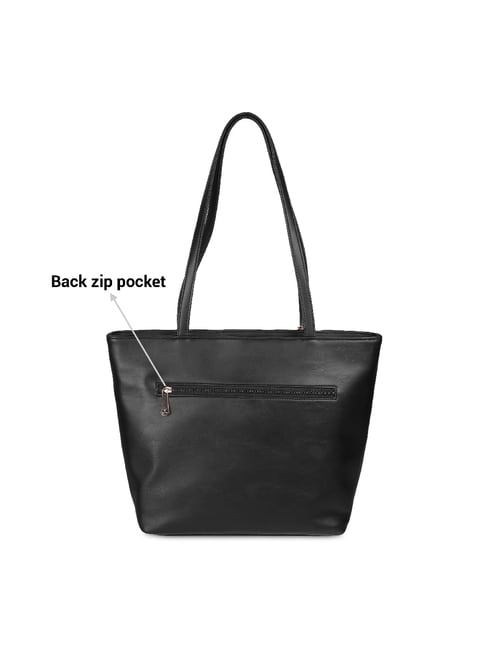 Mochi Black Quilted Medium Tote Handbag