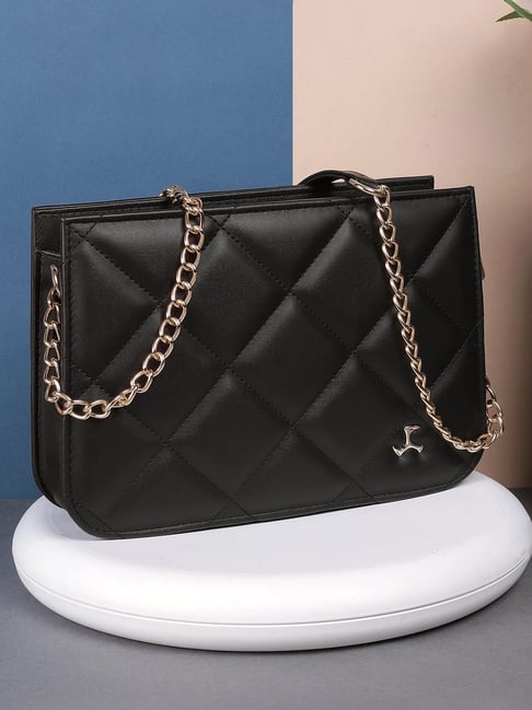 Mochi Black Quilted Medium Sling Handbag