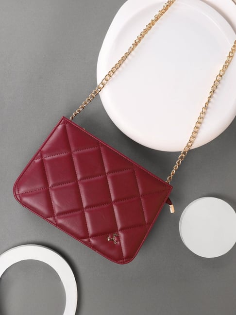Mochi Maroon Quilted Medium Sling Handbag-picture-30