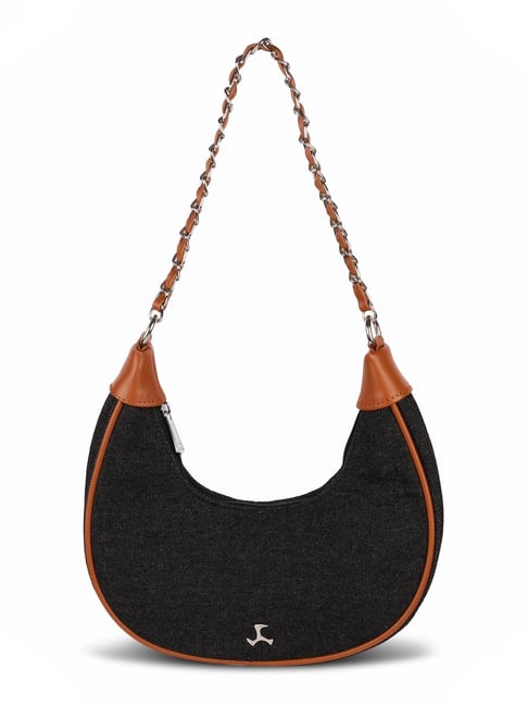 Mochi Black Solid Medium Hobo Handbag-picture-42