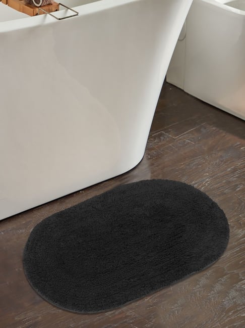 Saral Home Dk.Grey Cotton Plain Dyed Bathmat