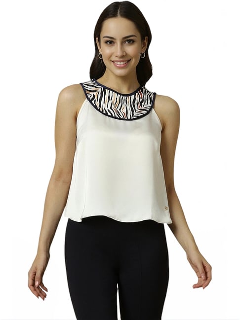 Allen Solly White Animal Printed Top