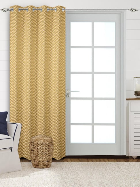 Saral Home Yellow Cotton Geometric Curtain-picture-27