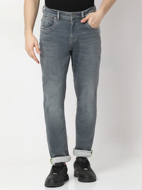 Spykar Blue Cotton Blend Slim Solid Jeans-picture-13