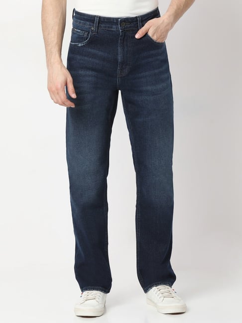 Spykar Blue Cotton Blend Comfort Fit Solid Jeans-picture-37