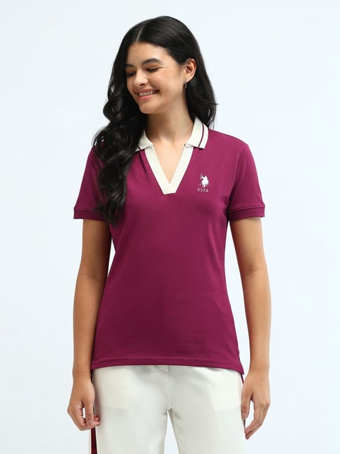 U.S. POLO ASSN. Red Cotton Plain T-Shirt