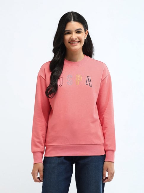 Embroidery Polo Sweatshirt -powder pink-