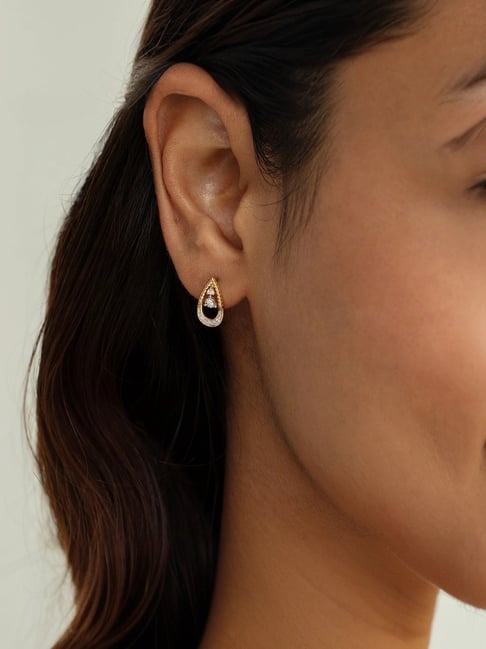 Buy Mia by Tanishq Teardrop Unity Gold & Diamond Stud Earrings
