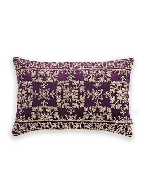 Pure Home and Living Embroidery Purple Velvet Standard Cushion Covers-picture-43