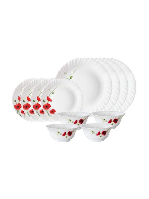 Borosil Carnation White Opalware Dinner Set -12 Pieces-picture-32