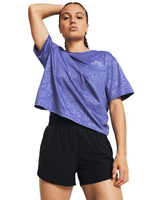 Under Armour Purple Polyester Slim Fit T-Shirts