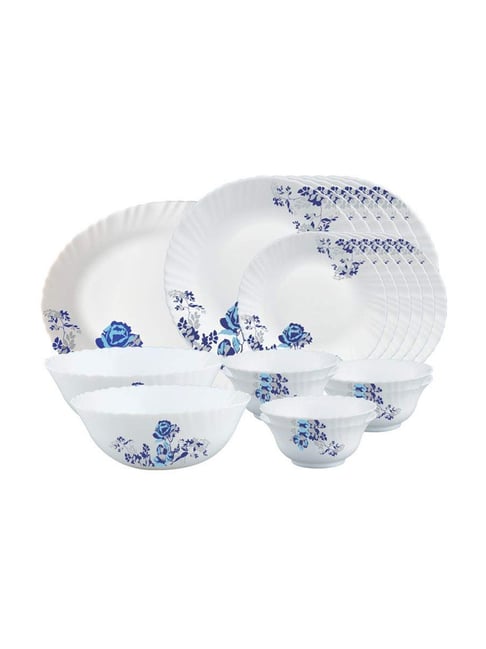 Borosil Dinner Set 21 Pieces Buy Borosil Blue Cascade White