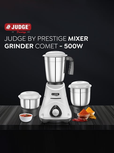 Judge by Prestige 500 Watts Comet Mixer Grinder Stainless Steel Jars with  Lid