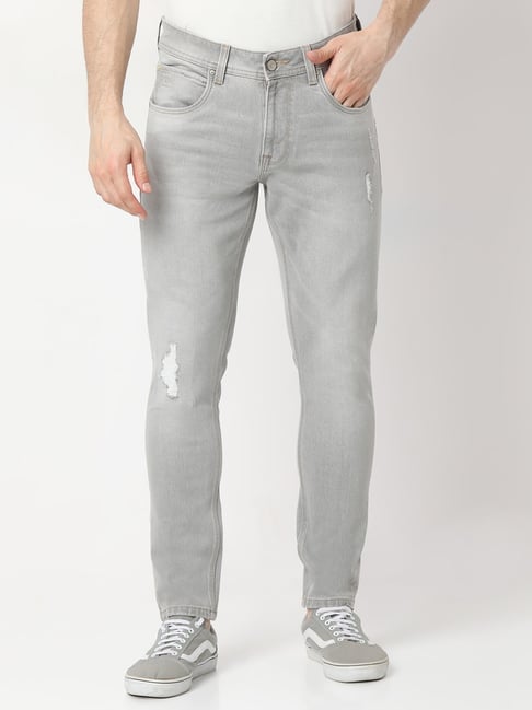 Spykar Grey Cotton Blend Slim Solid Jeans-picture-16