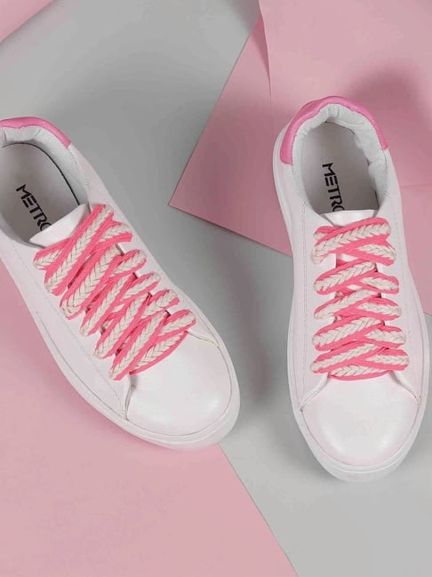 Buy Metro Women's White Pink Sneakers for Women at Best Price