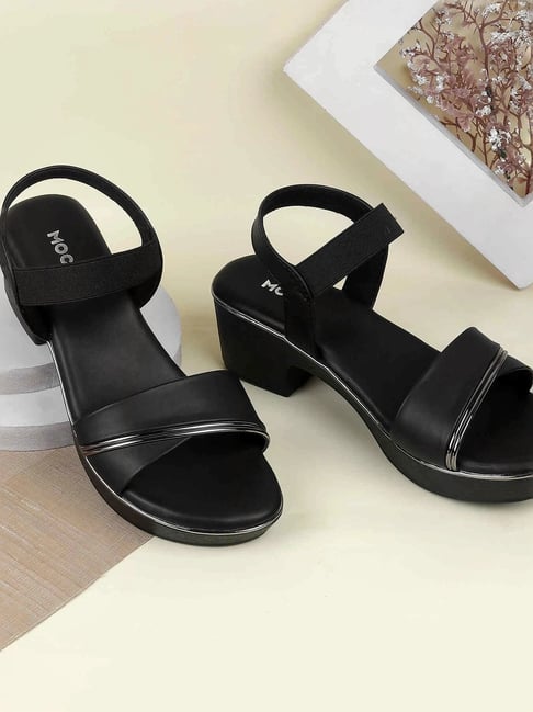 Mochi Women's Black Ankle Strap Sandals