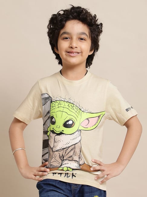 Kidsville Boys Khaki Cotton Character Based Tshirt