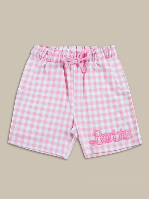 Primark Pink Pyjama Shorts Kidsville Girls Pink White Checks Shorts