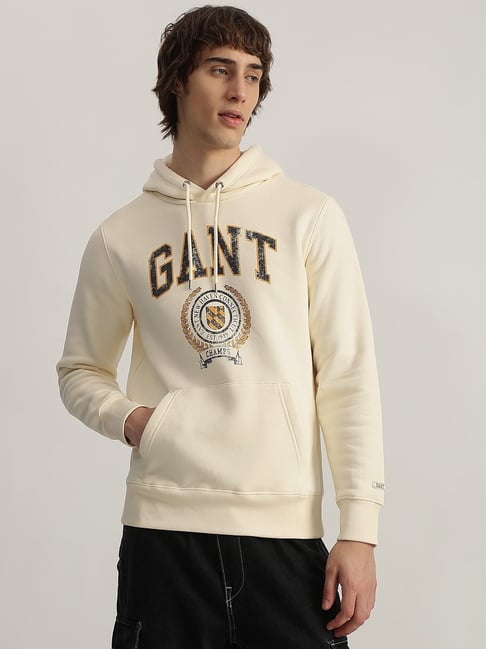 Gant Cream Regular Fit Printed Hooded Sweatshirt-picture-11