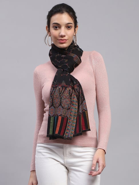 Monte Carlo Black & Maroon Printed Stole-picture-33