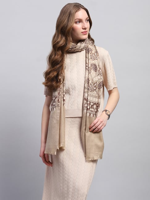 Monte Carlo Beige & Brown Printed Stole-picture-27