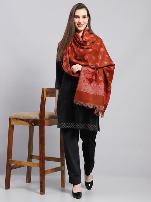 Monte Carlo Rust Printed Shawl-picture-46
