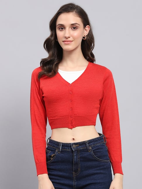 Monte Carlo Red Wool Regular Fit Crop Sweater-picture-47