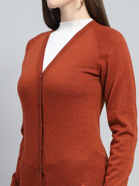 Monte Carlo Rust Wool Regular Fit Cardigan
