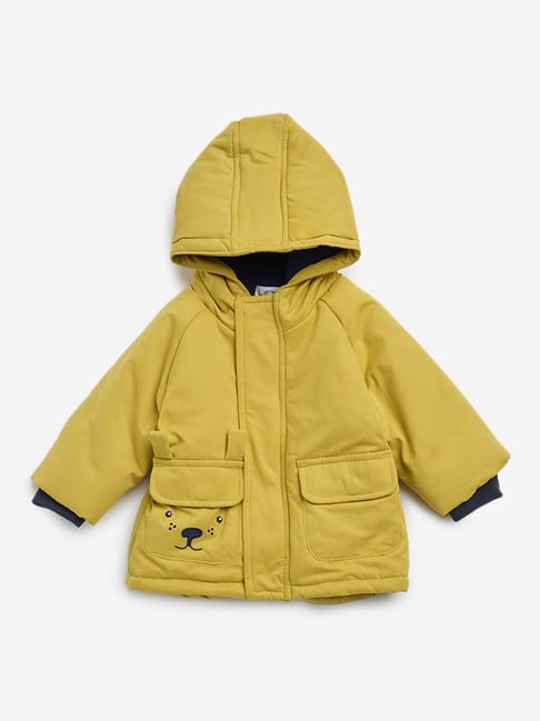 HOP Baby by Westside Yellow Animal Embroidered Hooded Puffer Jacket