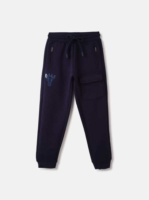 Blue Giraffe Boys Blue Solid Sweatpants