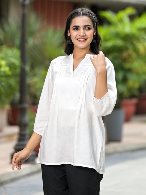 Juniper White Solid Tunic Top