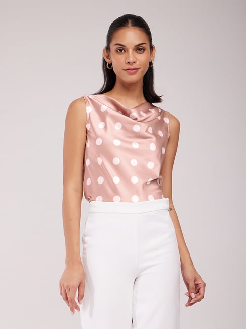Fablestreet Peach Polka Dot Top