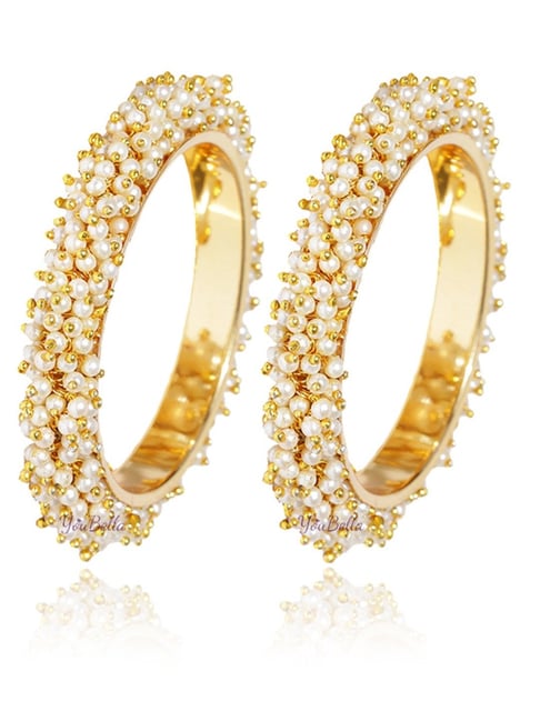 Buy YouBella Gold Plated Pearl Bangle Set Online At Best Price - Main Image