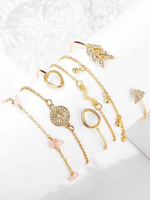 YouBella Gold Plated Celebrity Inspired Stylish Multilayer Bracelet-picture-12