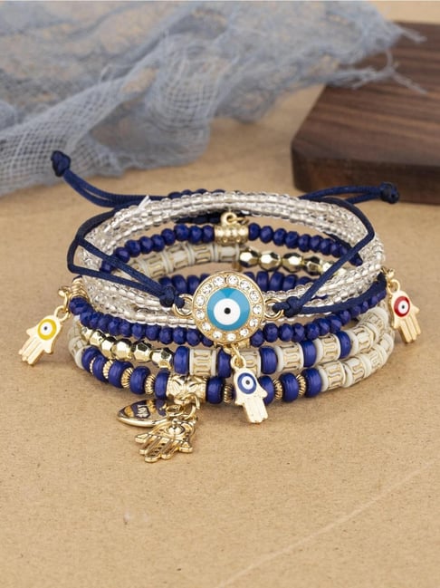 YouBella Bohemian Multi layer Lucky Evil Eye Black Bracelet-picture-15