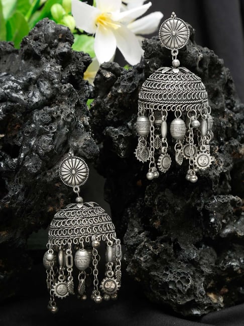 Buy YouBella Jewellery Oxidized Silver Big Size Jhumki Earrings