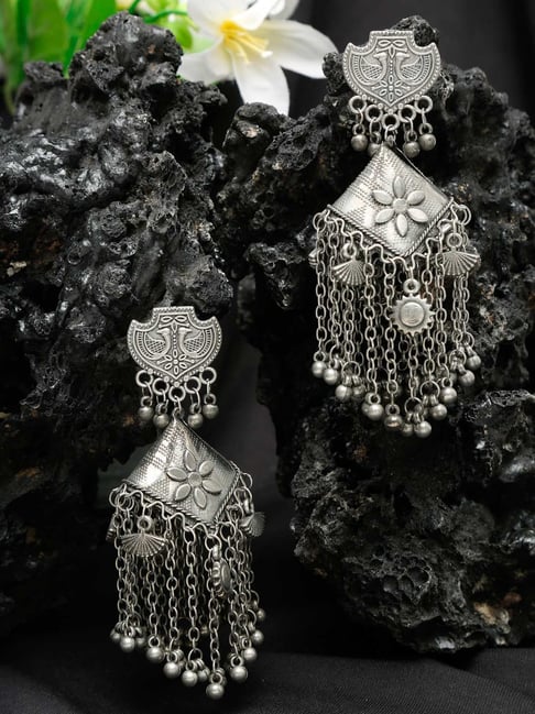 YouBella Silver Plated Oxidized Big Size Jhumki Earrings-picture-13