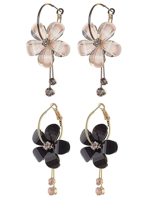 Buy YouBella Jewellery Gold Plated Flower Shape Combo Earrings