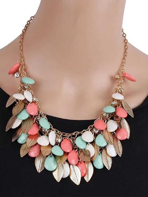 YouBella Gold Plated Multi Color Statement Necklace