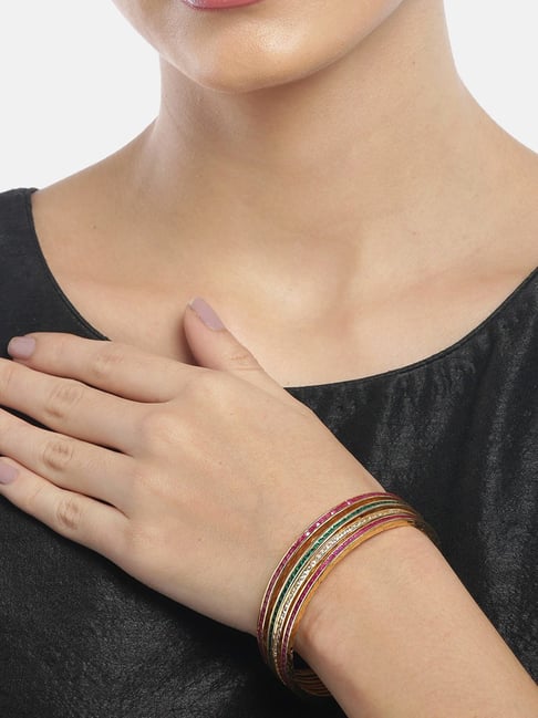 YouBella Stylish Traditional Casual Multicolor American Diamond Bangles-picture-14
