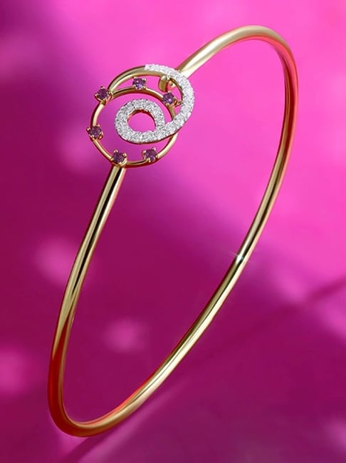 Mia by Tanishq Spiral Grace Gold Diamond Bangle