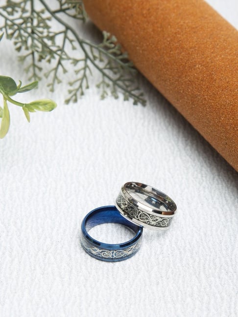 YouBella Silver Plated Stainless Steel Ring Combo for Men