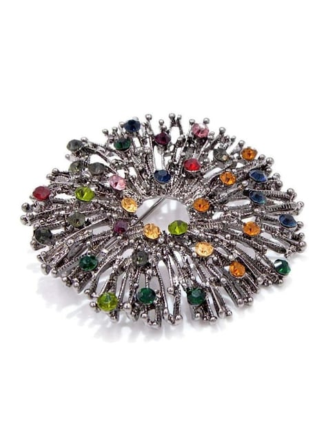YouBella Silver Plated Latest Stylish Crystal Brooch