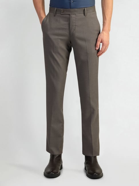 Arrow Brown Slim Fit Self Pattern Trousers-picture-14