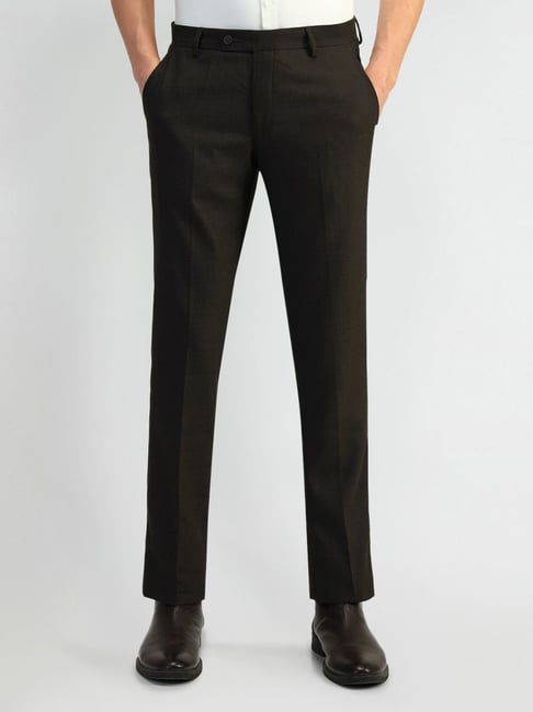 Arrow Brown Slim Fit Self Pattern Trousers-picture-21