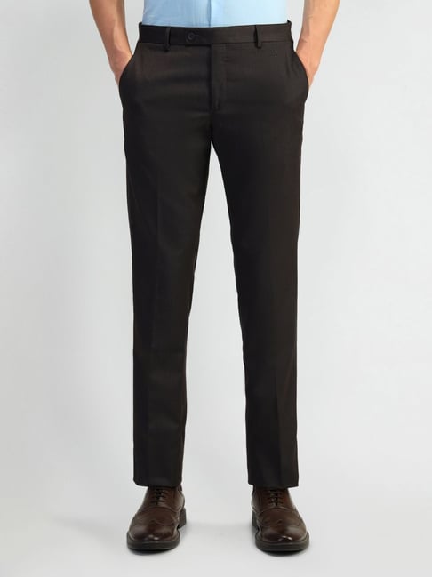 Arrow Brown Slim Fit Self Pattern Trousers-picture-10