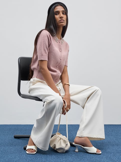 Wardrobe by Westside Pink Embellished Knitted Cardigan