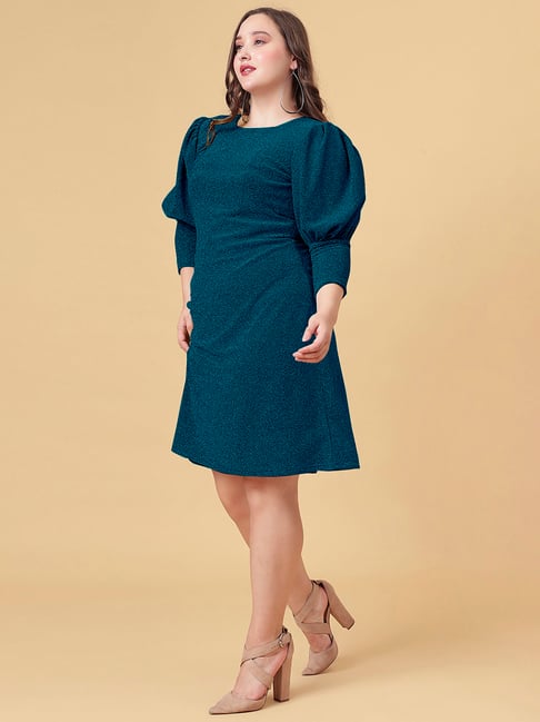 sachin and babi light blue dress V&M Women One-Shoulder Bodycon Western Date Night Dress For Women (Teal, XXL)